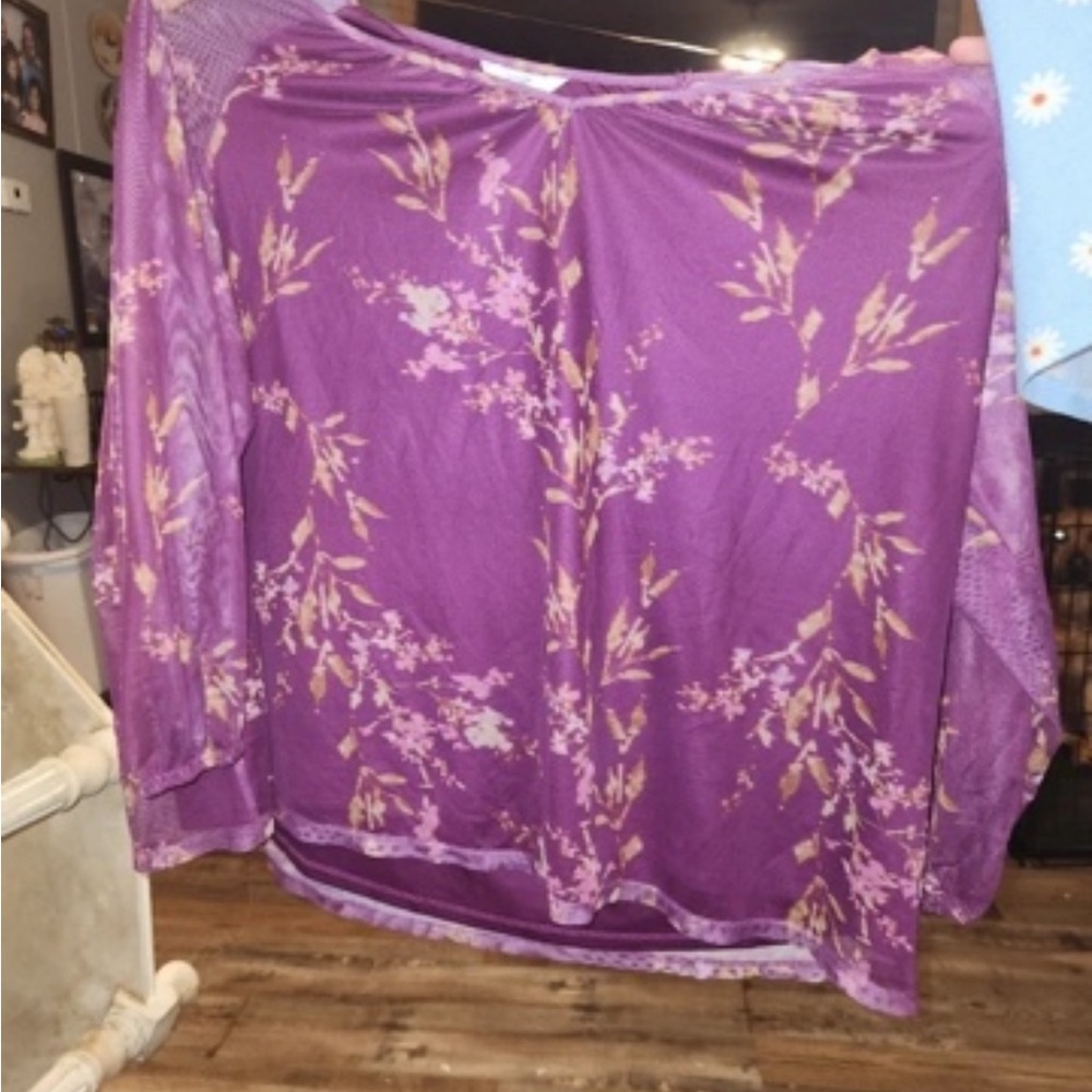 Purple Floral Lightweight Blouse